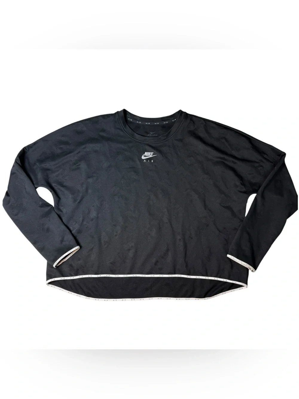 Nike Air Dri-FIT Cropped Long Sleeve Top Black Jacquard Logo 2X